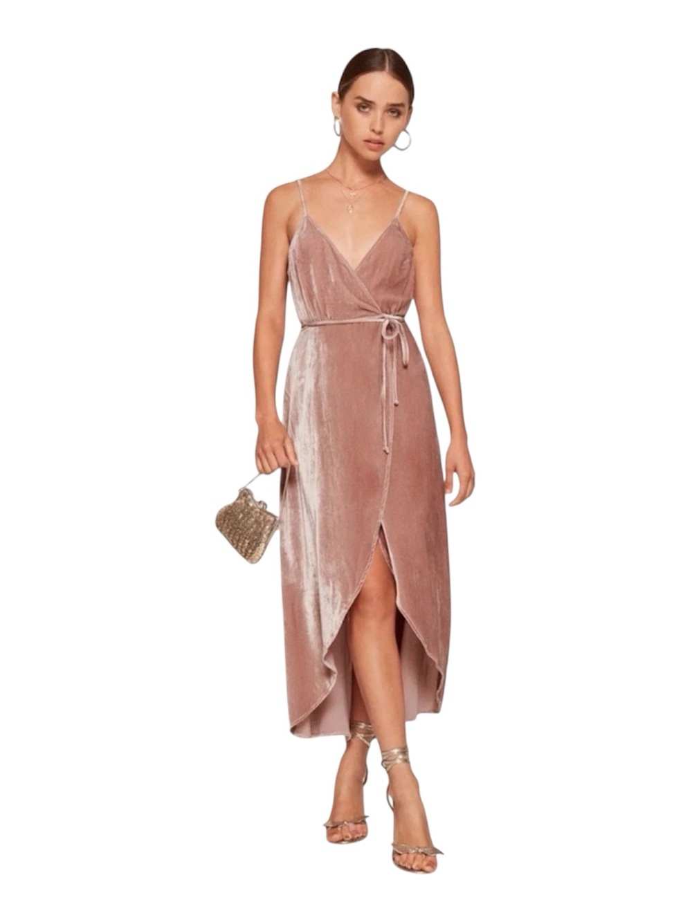 Reformation Anoush Dress – Blush Pink Velvet – Size Small